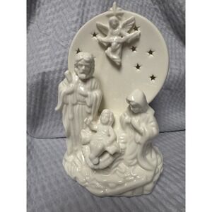 Vintage 2000 Ceramic Tea Light Holder Nativity Scene